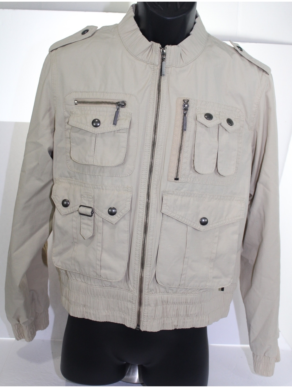 VTG Tommy Hilfiger Khaki Driving Bomber Jacket Womens XL Epaulettes SafariPocket